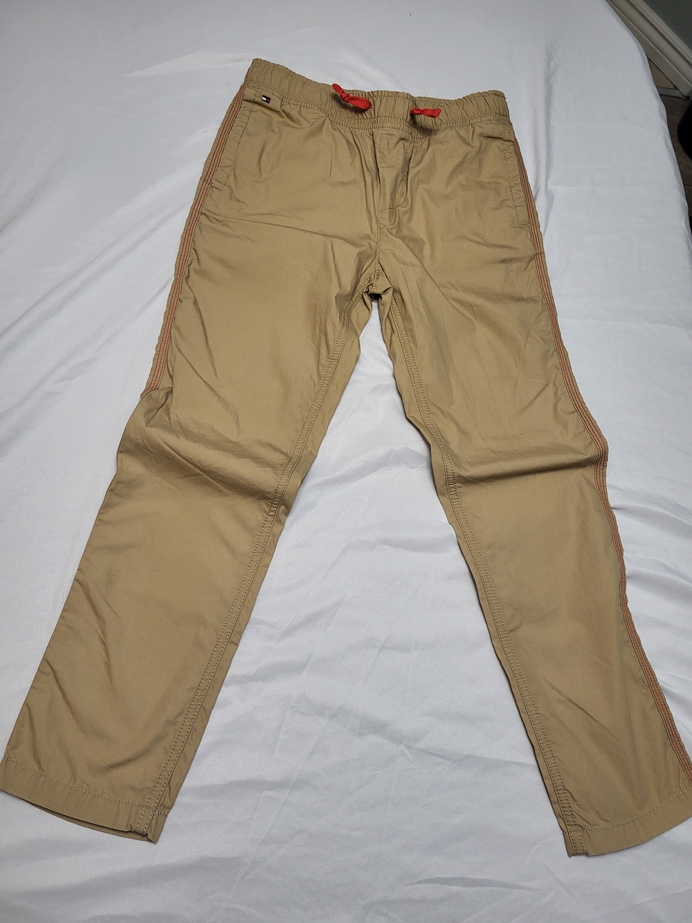 Tommy Hilfiger Khaki Drawstring Chinos with Red Accents